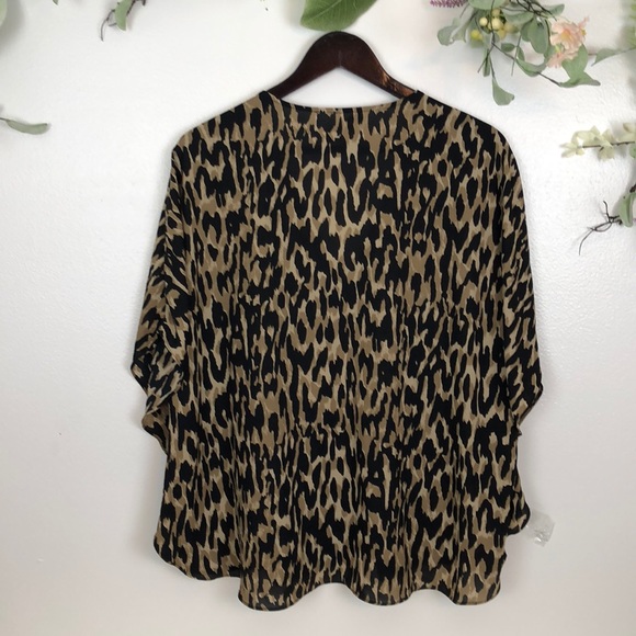 INC animal print blouse with flattering neckline - Picture 4 of 5